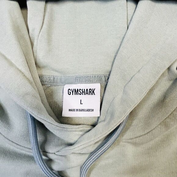 Gymshark Hoodie Mens Large Green Logo Pullover Outdoor Athleisure Gym Running - Picture 4 of 13